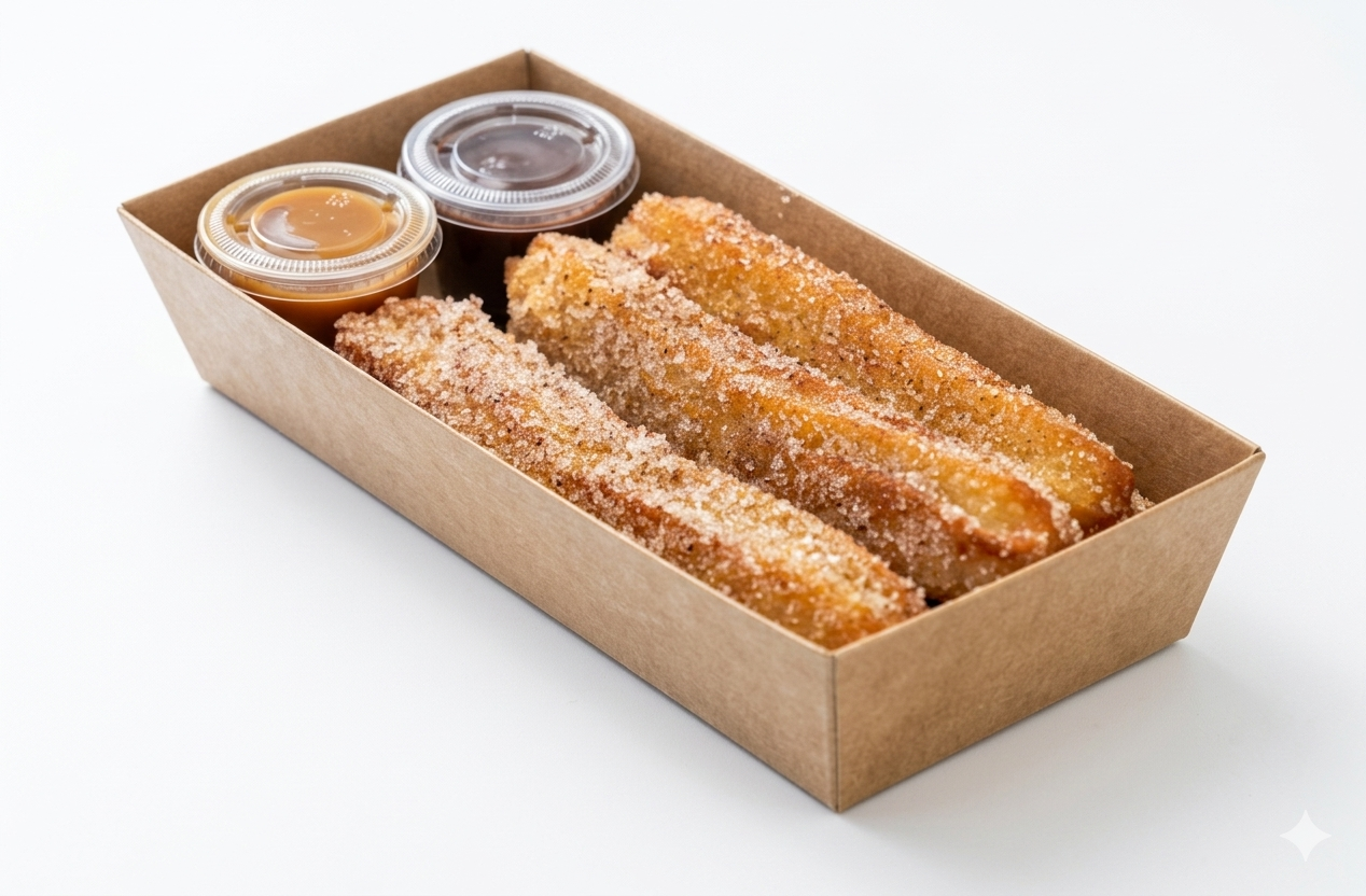 Freshly-fried churros with dipping sauces